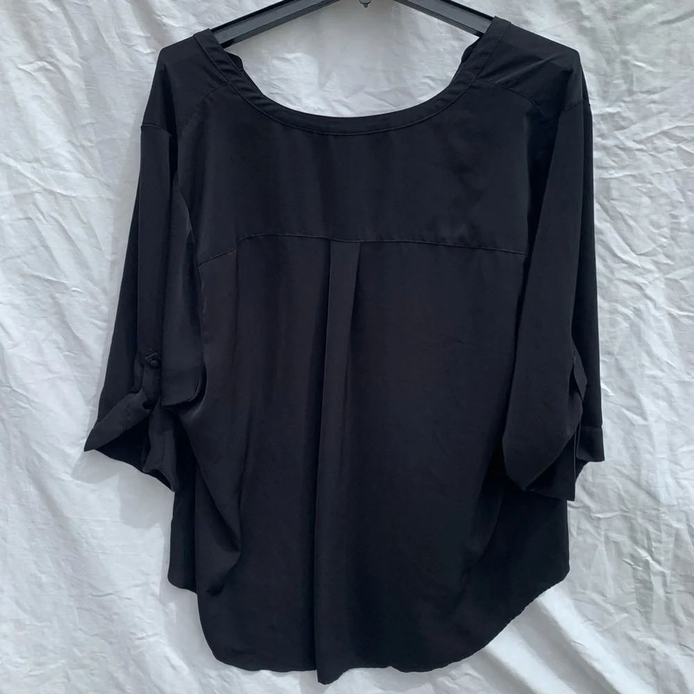 Torrid Black Blouse Harper Georgette Pullover 3/4 Sleeve Office Career Sz 5XL - Picture 8 of 10